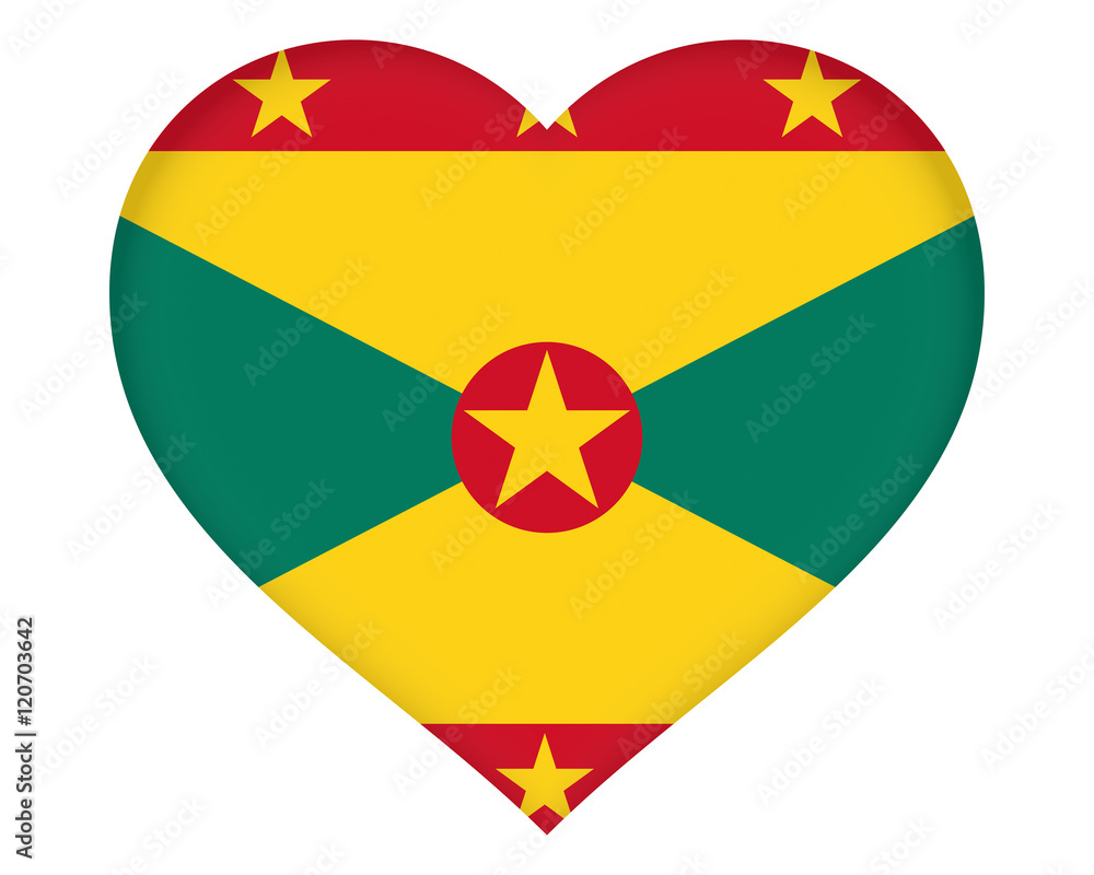 Illustration of the flag of Grenada shaped like a heart Illustration of the flag of Grenada shaped like a heart