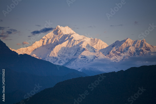 India, Sikkim, Gangtok, Ganesh Tok viewpoint,  View of Kanchenjunga,  Kangchendzonga range photo