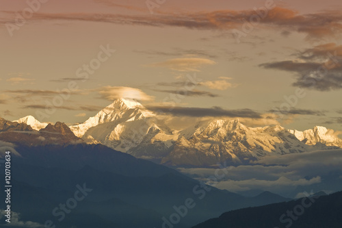India, Sikkim, Gangtok, Hanuman Tok viewpoint,  View of Kanchenjunga,  Kangchendzonga range photo