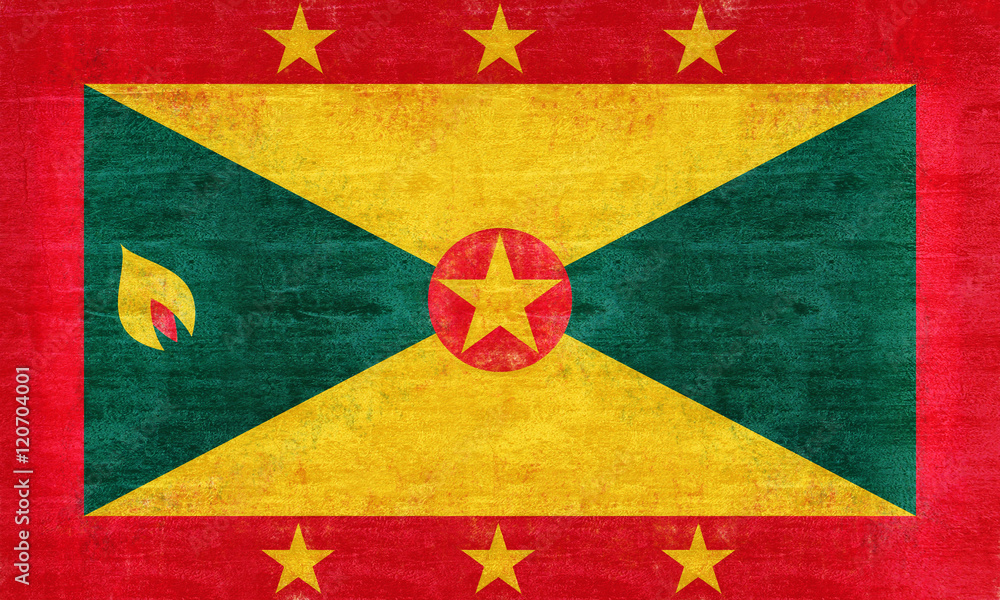 Illustration of the flag of Grenada with a grunge look Illustration of the flag of Grenada with a grunge look