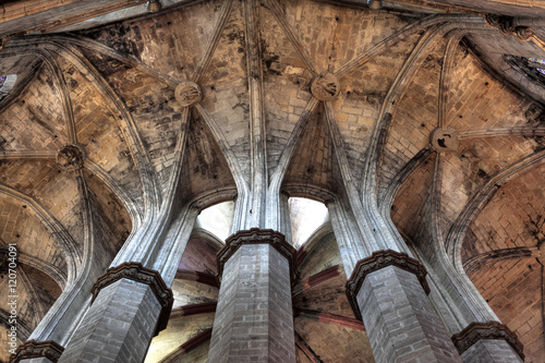 Interior of Santa Maria del Mar church, Barcelona, Catalonia, Spain photo