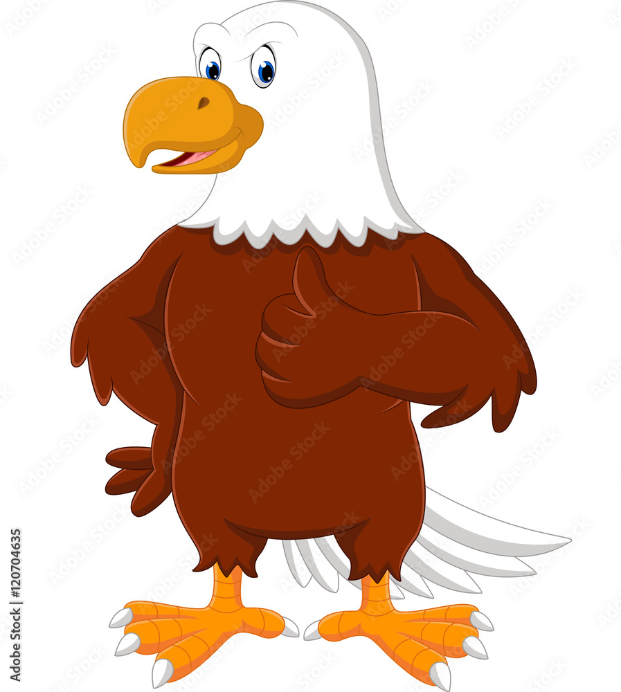 Obraz premium Eagle cartoon giving thumb up 