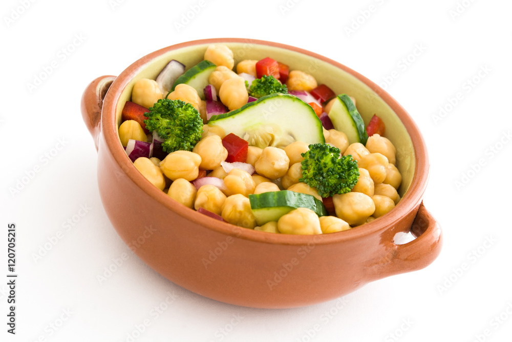Chickpea salad in bowl isolated on white background
Chickpea salad in bowl isolated on white background