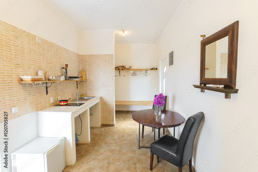 Fototapeta premium Interior of a kitchen in a hostel