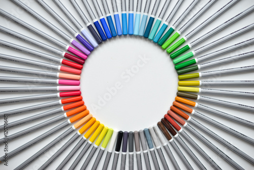 pencils laid out by color