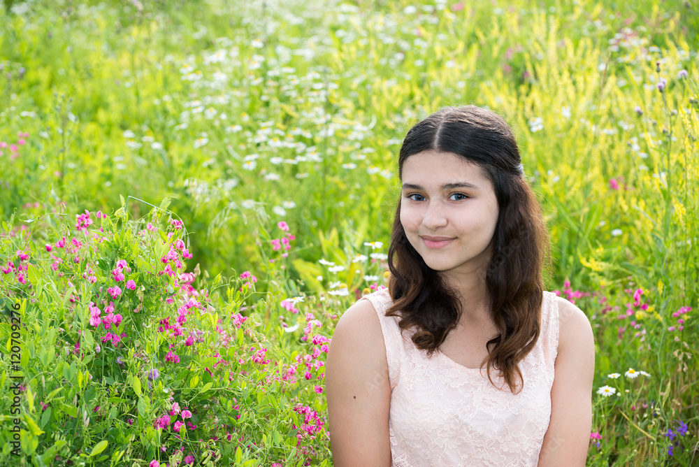 Portrait of Pretty teen girl outdoors in summer Portrait of Pretty teen girl outdoors in summer
