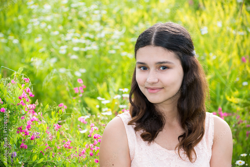 Portrait of Pretty teen girl outdoors in summer Portrait of Pretty teen girl outdoors in summer