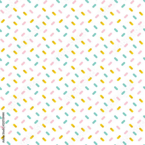 Cute pink, mint green and gold confetti seamless pattern background.