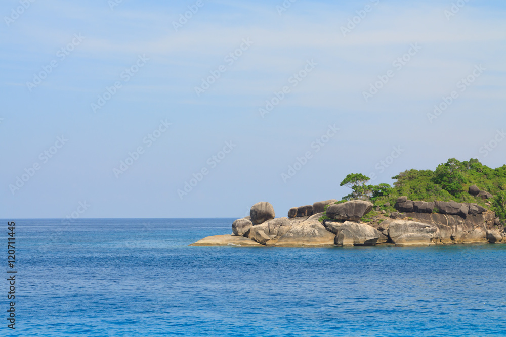 island with blue sky