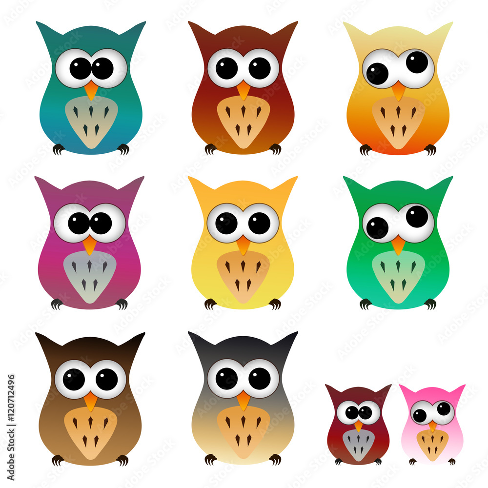 Illustration de jolies chouettes et hiboux Illustration de jolies chouettes et hiboux