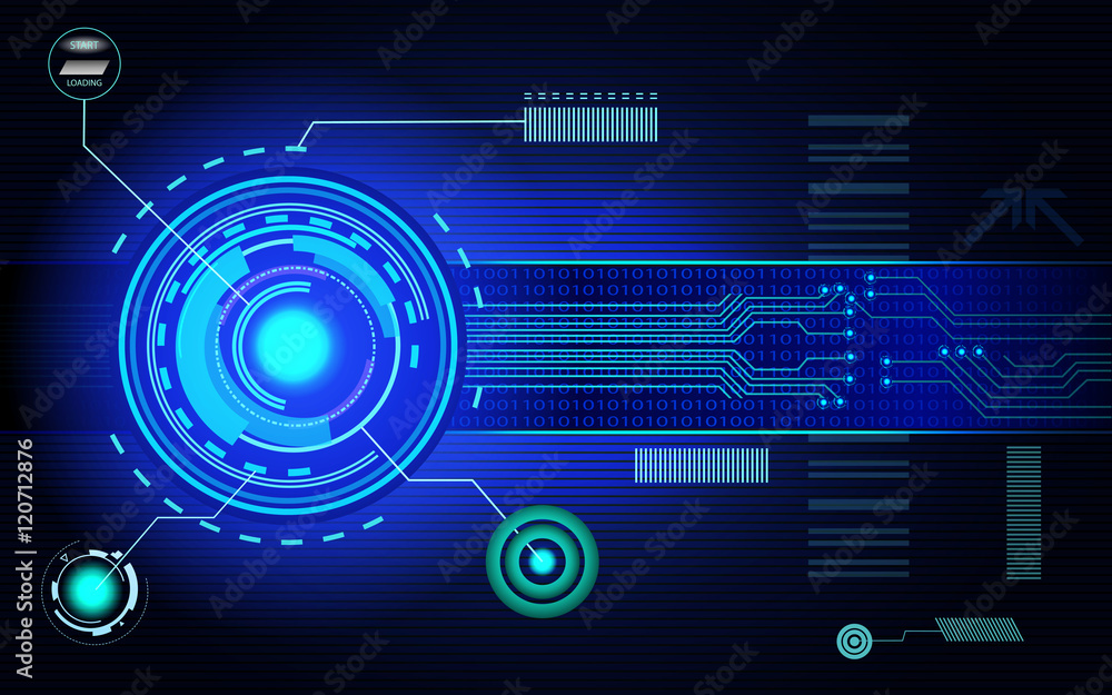 High technology printed circuit board with glowing LED lights