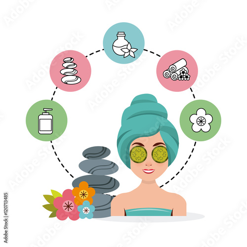 beauty spa set flat icons vector illustration design