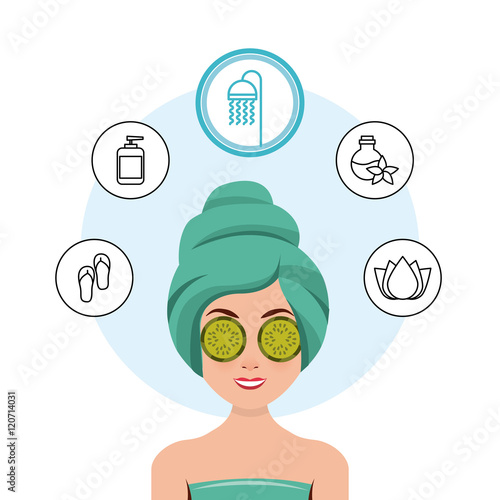 beauty spa set flat icons vector illustration design