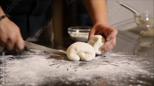 Working dough with a rolling pin