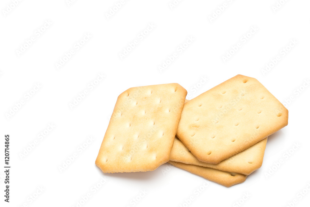 Crackers stacked isolated over white background Crackers stacked isolated over white background