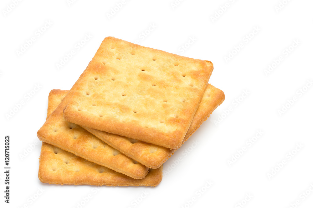 Crackers stacked isolated over white background Crackers stacked isolated over white background