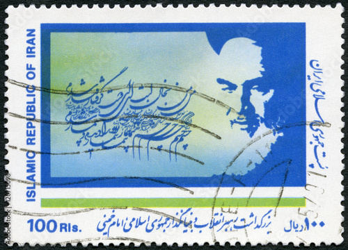 IRAN - 1989: shows Portrait of Ayatollah Khomeini (1902-1989) photo