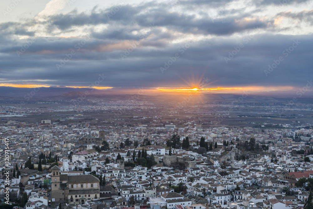 Granada at the sunset. Andalusia. Spain
