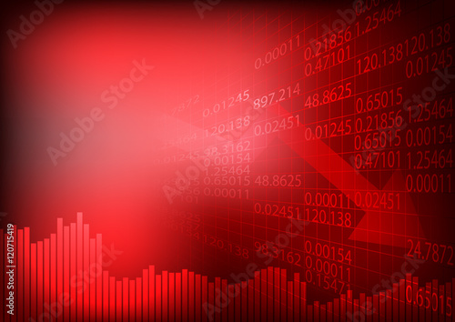 Vector : Decreasing arrow and graph  on red stock board