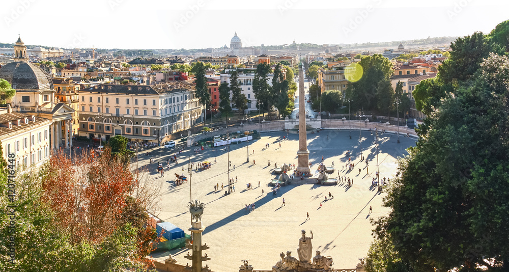 ROME, ITALY - AUG 11, 2011 : Panorama view of Rome from Spanish