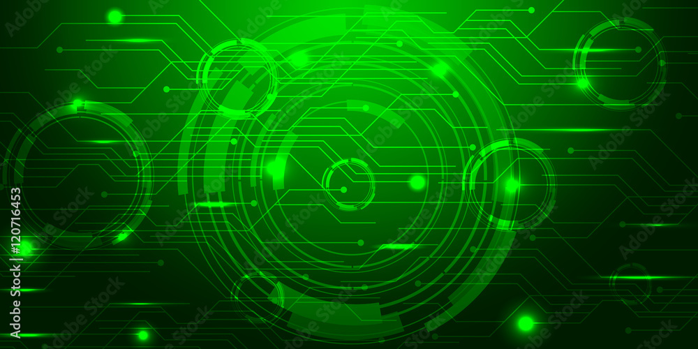 Obraz premium Green Background abstract with lighting lines digital concept