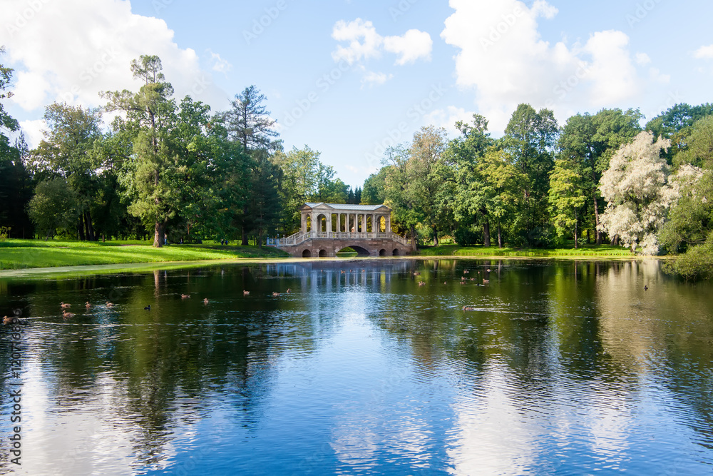 The Marble Bridge in Catherine royal park Saint Petersburg The Marble Bridge in Catherine royal park Saint Petersburg