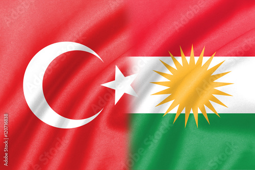 half turkey half  kurdistan flag photo