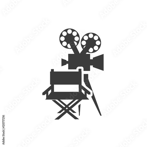cinematographic camera with cinema icon vector illustration design