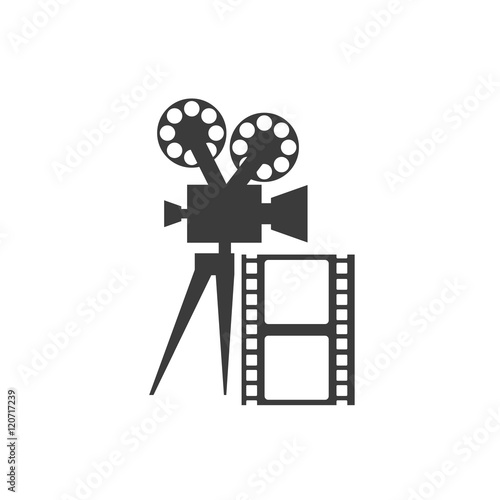 cinematographic camera with cinema icon vector illustration design