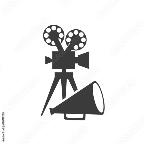 cinematographic camera with cinema icon vector illustration design