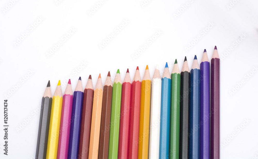 Set of Colorful pencils isolated on white background side view Set of Colorful pencils isolated on white background side view
