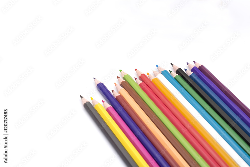 Set of Colorful pencils isolated on white background side view Set of Colorful pencils isolated on white background side view