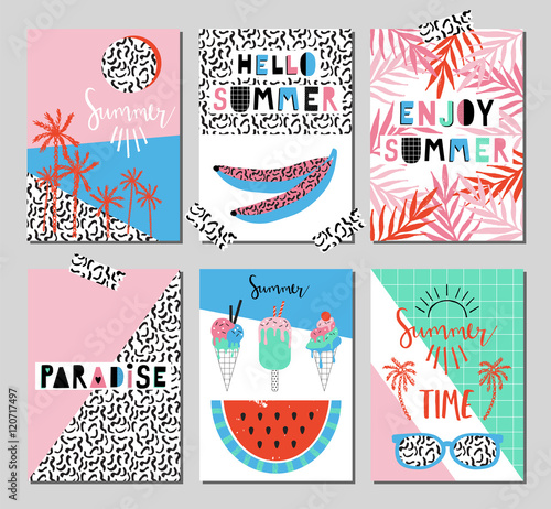 Set of bright summer cards.