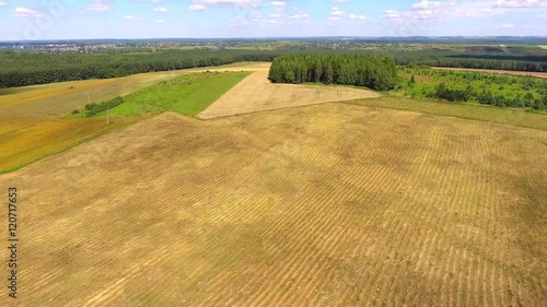 Limestone rockand rural landscape in Jura Krakowsko-Czestochowska. Poland. View from above. photo