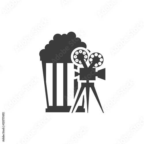 cinematographic camera with cinema icon vector illustration design