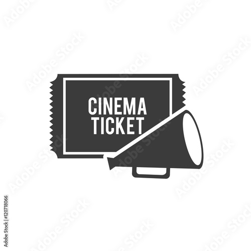 cinema ticket with cinematographic icon vector illustration design