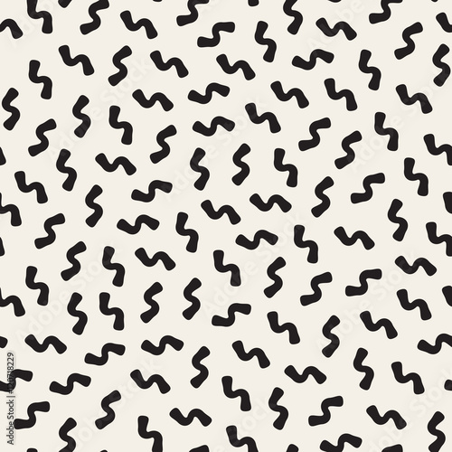 Vector Seamless Black and White Memphis Lines Jumble Pattern