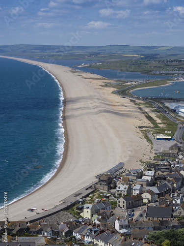 Chesil Beach and the Fleet Lagoon from Portland, Jurassic Coast, Weymouth, Dorset photo