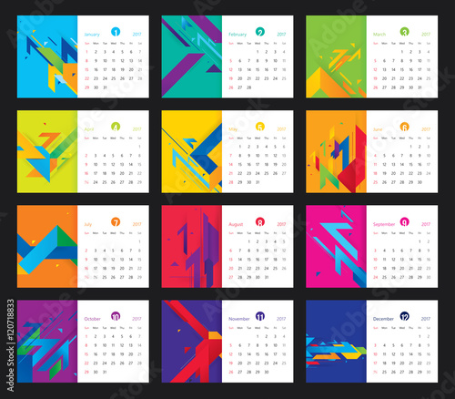 Vector geometric and modern calendar 2017 year design. Illustration
