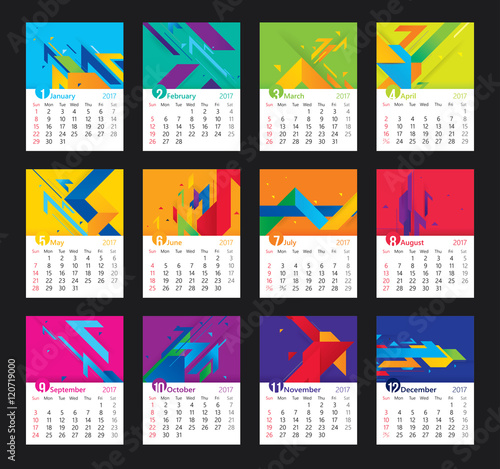 Vector geometric and modern calendar 2017 year design. Illustration