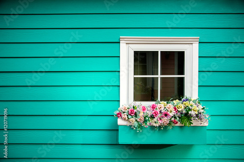 One window of wooden house