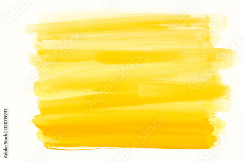 yellow watercolor texture painted on white paper background