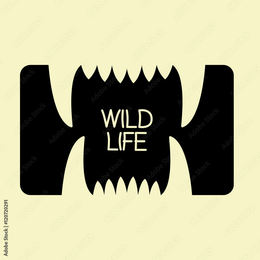 Fototapeta premium logo mouth teeth predator black and white