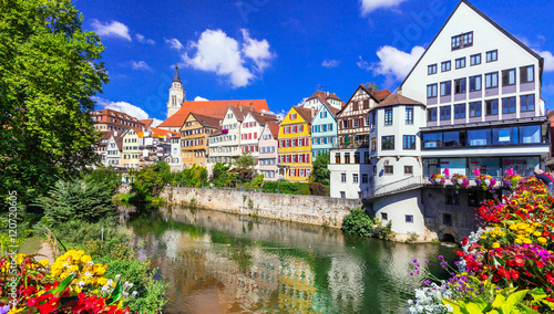 Beautiful towns of Germany - Tubingen, colourful floral town 