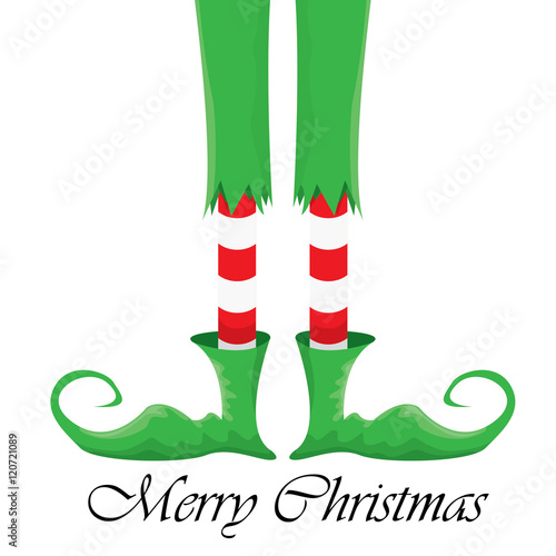 christmas cartoon elfs legs on white background