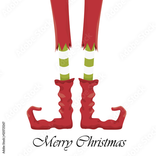 christmas cartoon elfs legs on white background