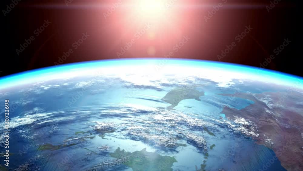 View of the sunset from space, beautiful 3D animation. View of the sunset from space, beautiful 3D animation.