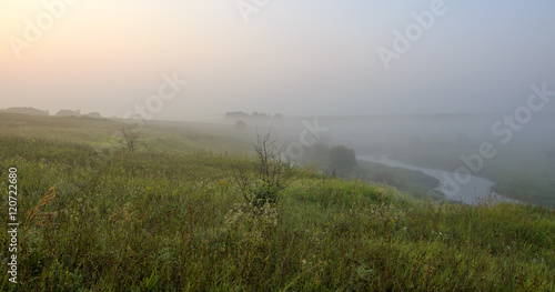 Summer landscape.River Upa in Tula region,Russia.