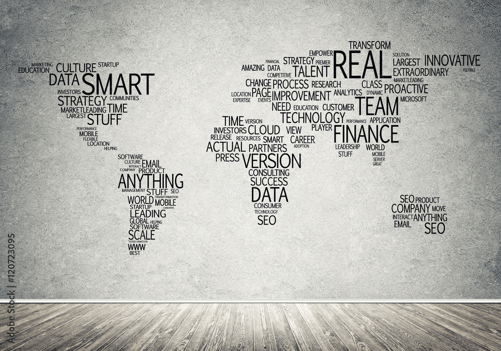 Obraz premium World map in typography