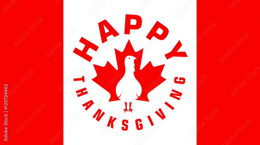 Happy thanksgiving day vector icon on canadian flag for web and print Happy thanksgiving day vector icon on canadian flag for web and print